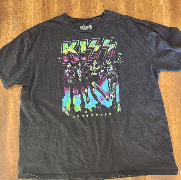 Kiss Other - Kiss Black and Multicolor Graphic Tee